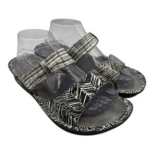 Alegria Karmen Sandals Womens Sz EU 40 US 10 Black White Leather 2 Strap KAR-665